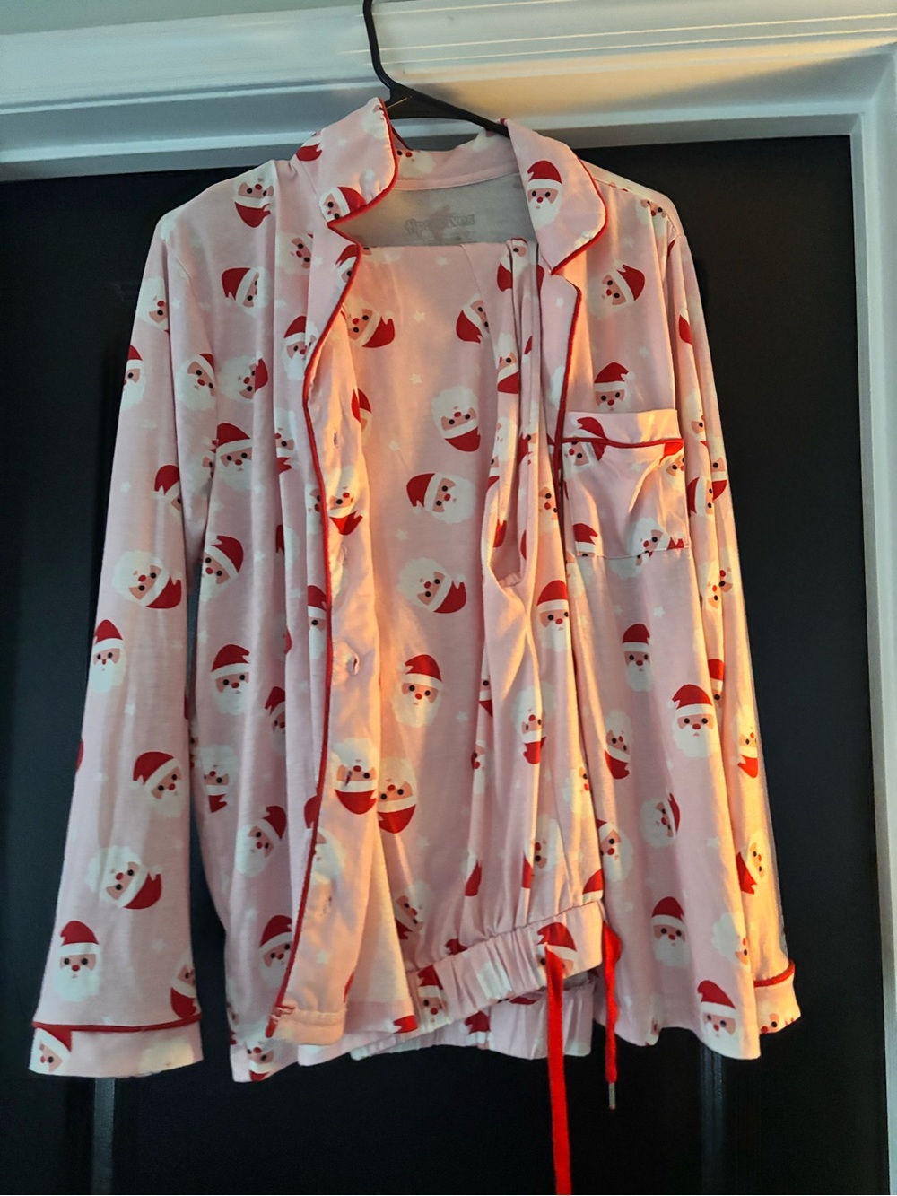 Santa Face Pink Holiday Pajama Set